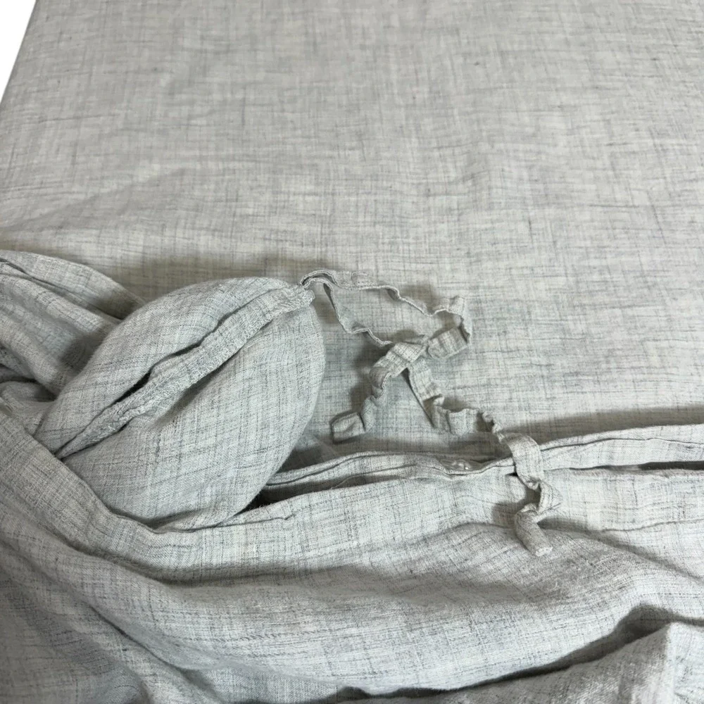 West Elm Duvet Cover King Grey 100% Linen Belgian Flax Button Closure‎